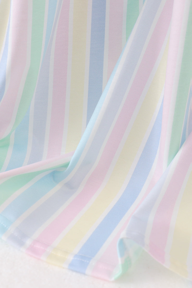 Rainbow stripe smocked dress