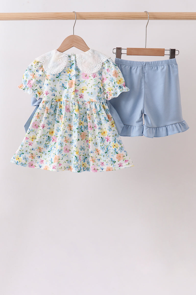 Blue Floral Lace Set