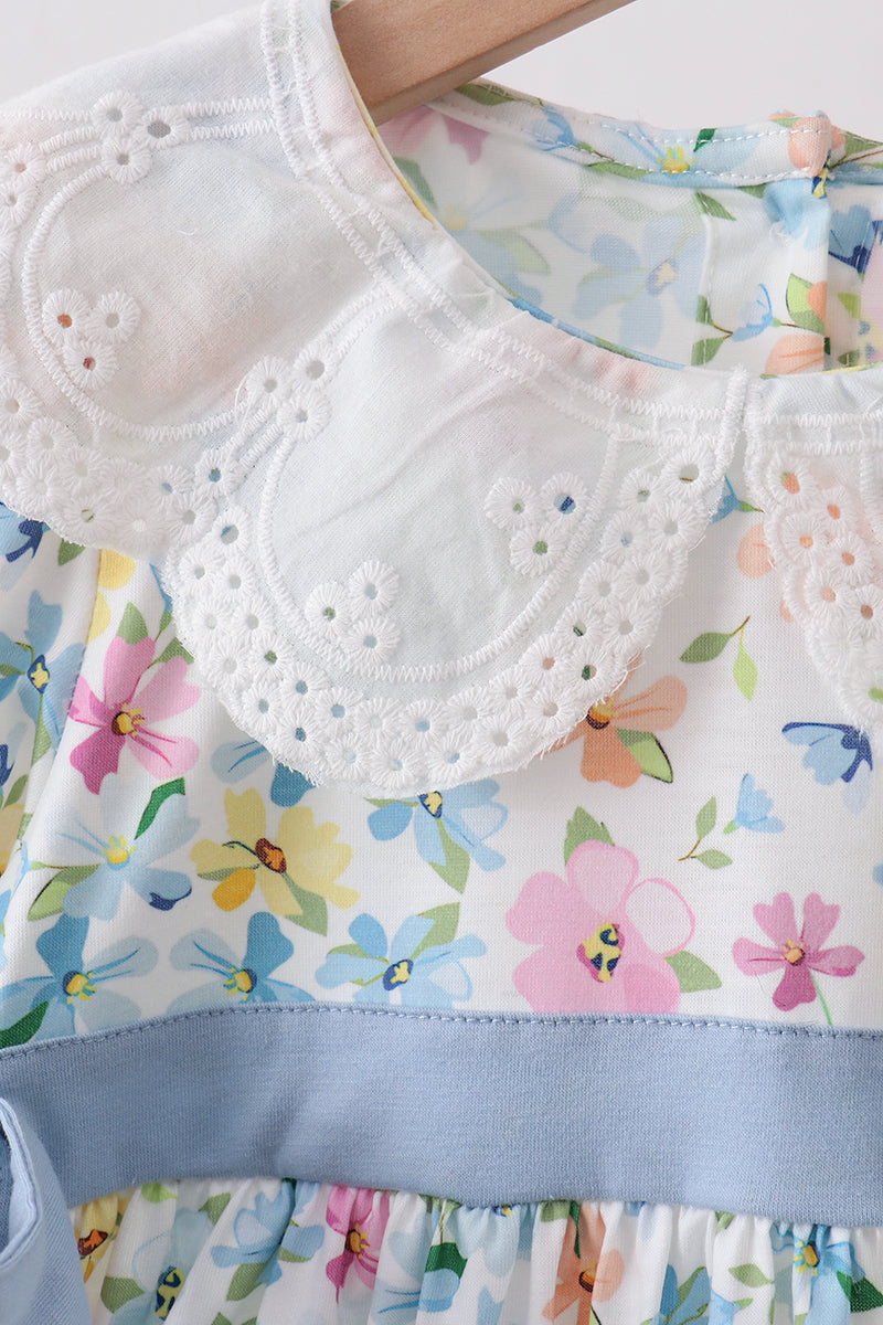 Blue Floral Lace Dress