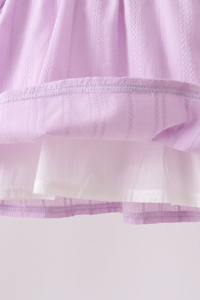 Lavender Smocked Embroidered Bow Jacquard Bloomer Set