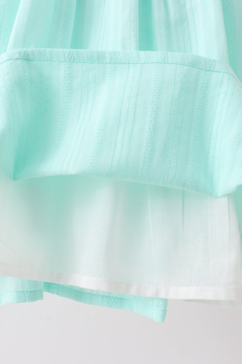 Green Marine Embroidered Jacquard Dress