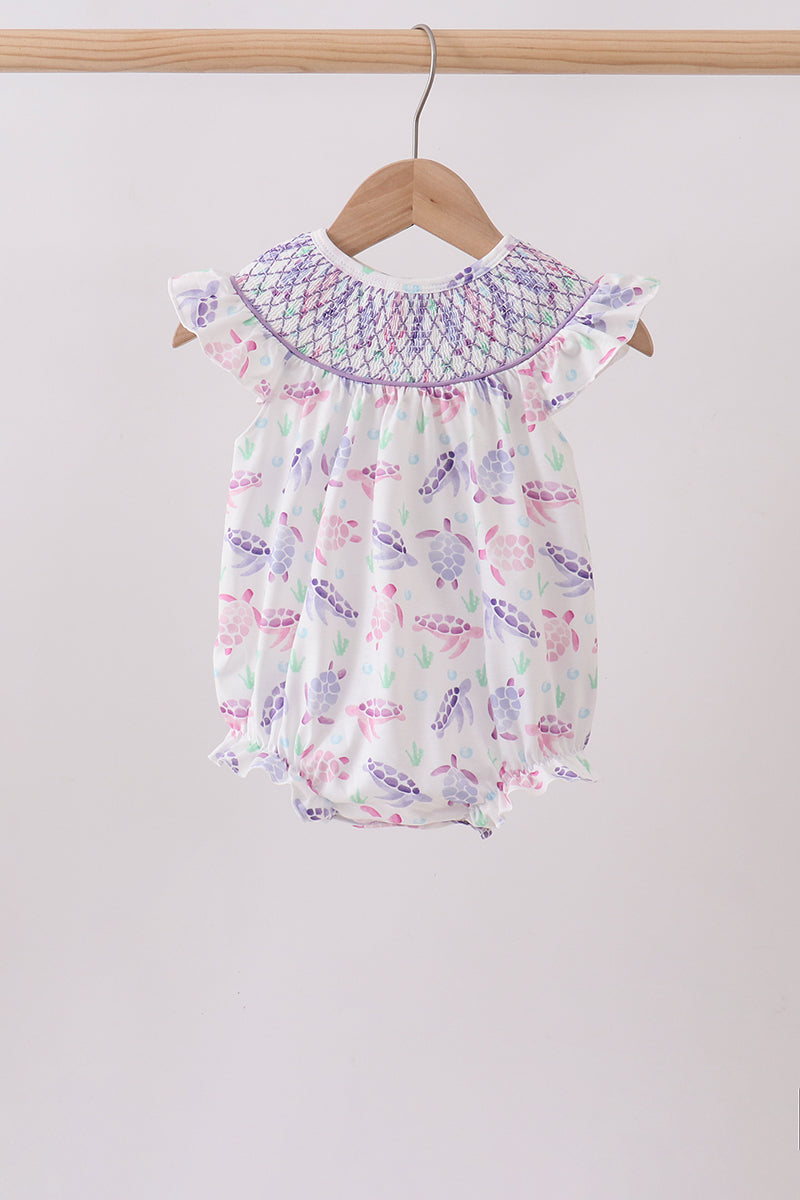 Purple Sea Turtle Smocked Bubble