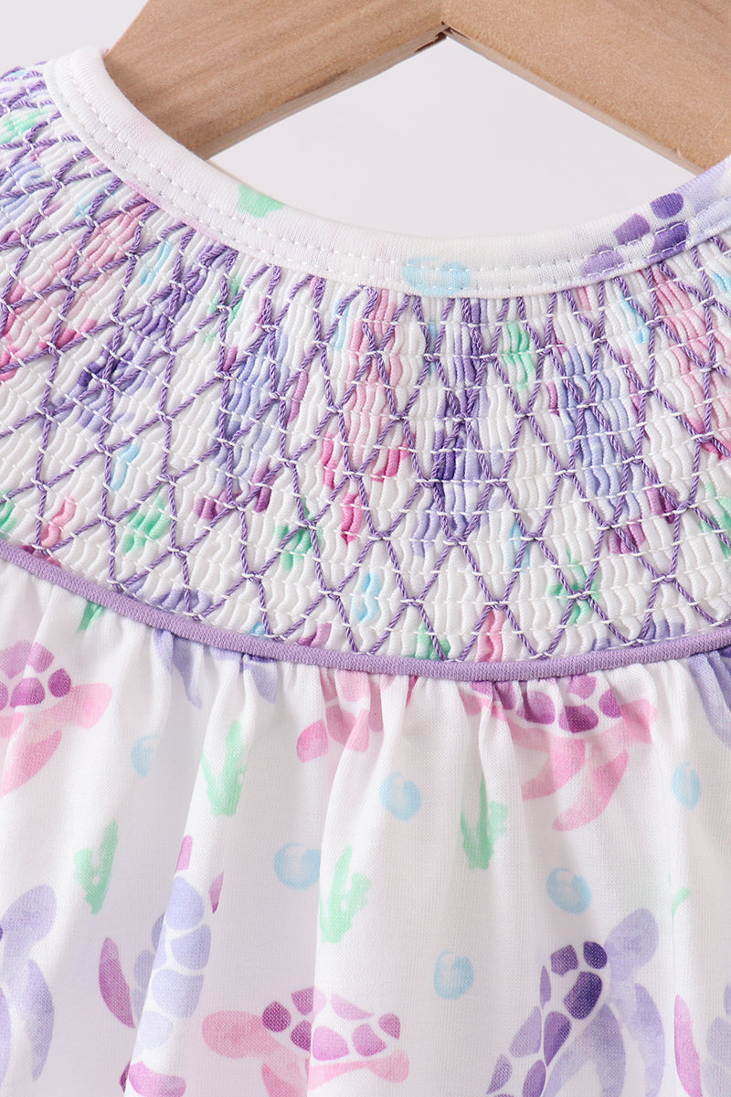 Purple Sea Turtle Smocked Bubble