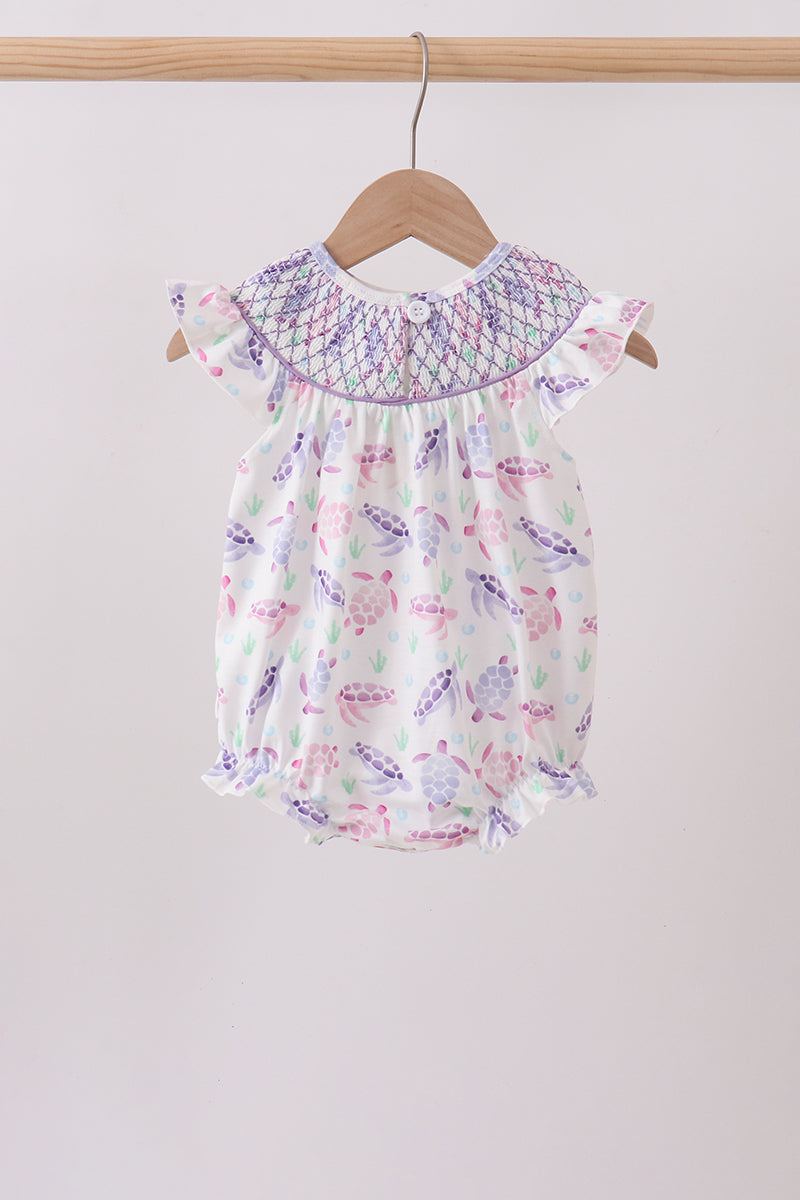 Purple Sea Turtle Smocked Bubble