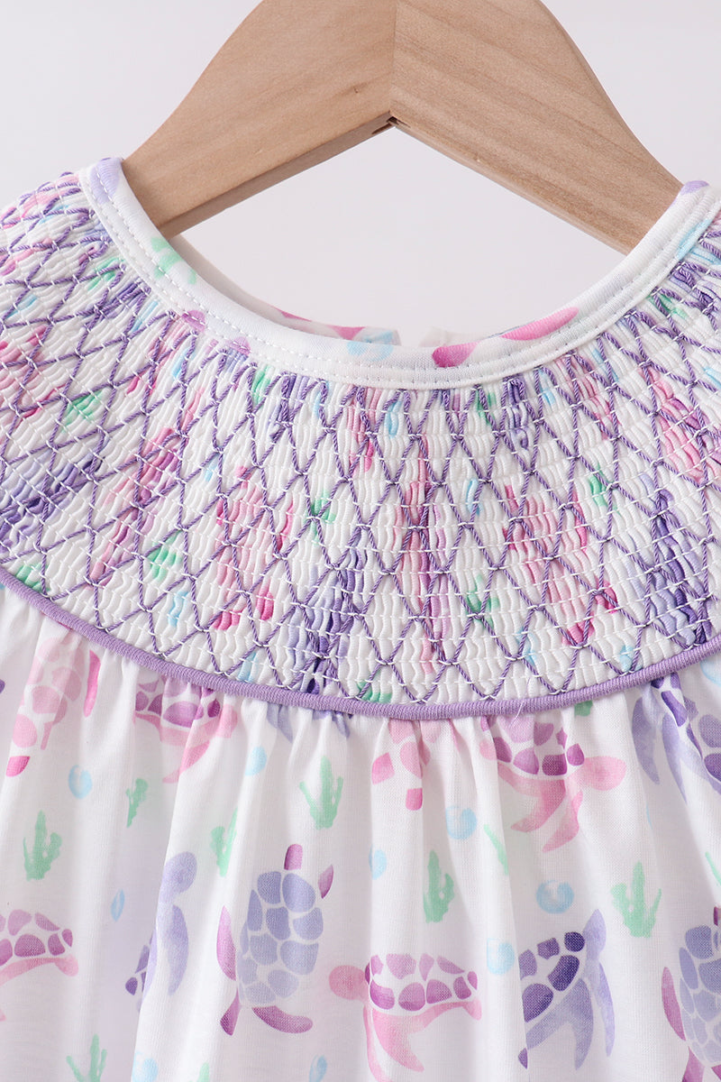 Purple Sea Turtle Smocked Set
