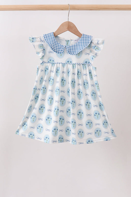 Blue Retro Floral Dress