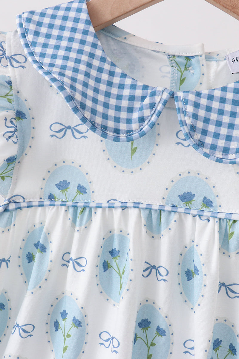 Blue Retro Floral Dress