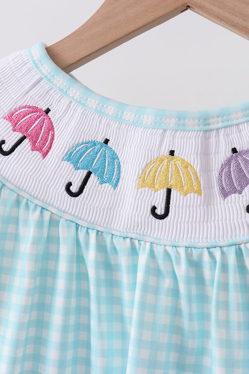Blue Umbrella Smocked Set