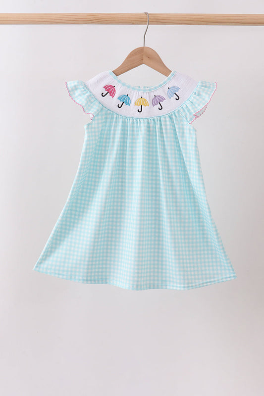 Blue Umbrella Smocked Dress