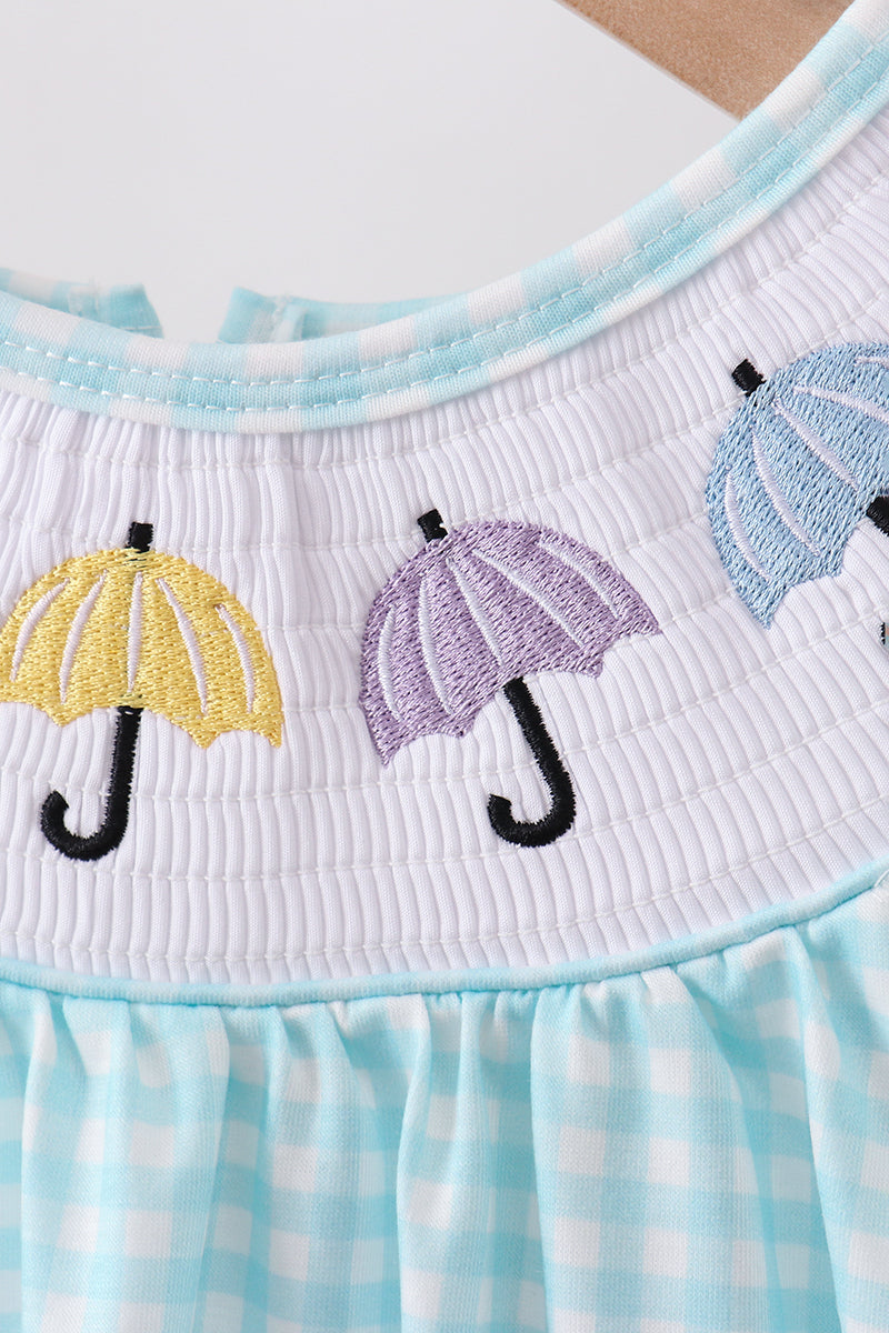 Blue Umbrella Smocked Dress