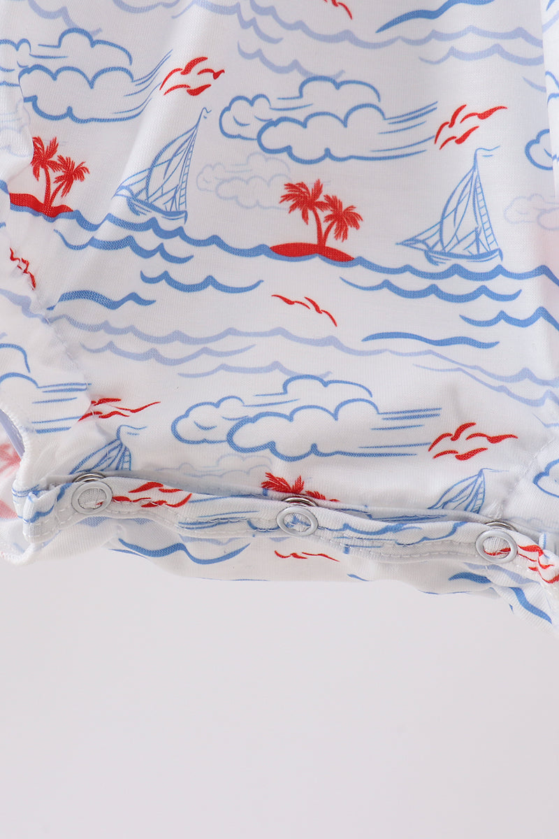 Blue Sailboat Smocked Bubble