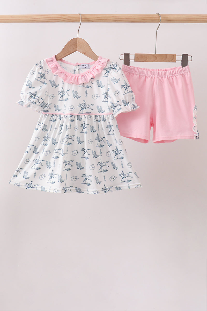 Pink Cowboy Ruffle Set