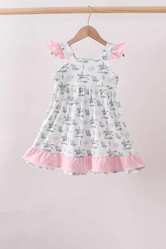 Pink Cowboy Ruffle Dress