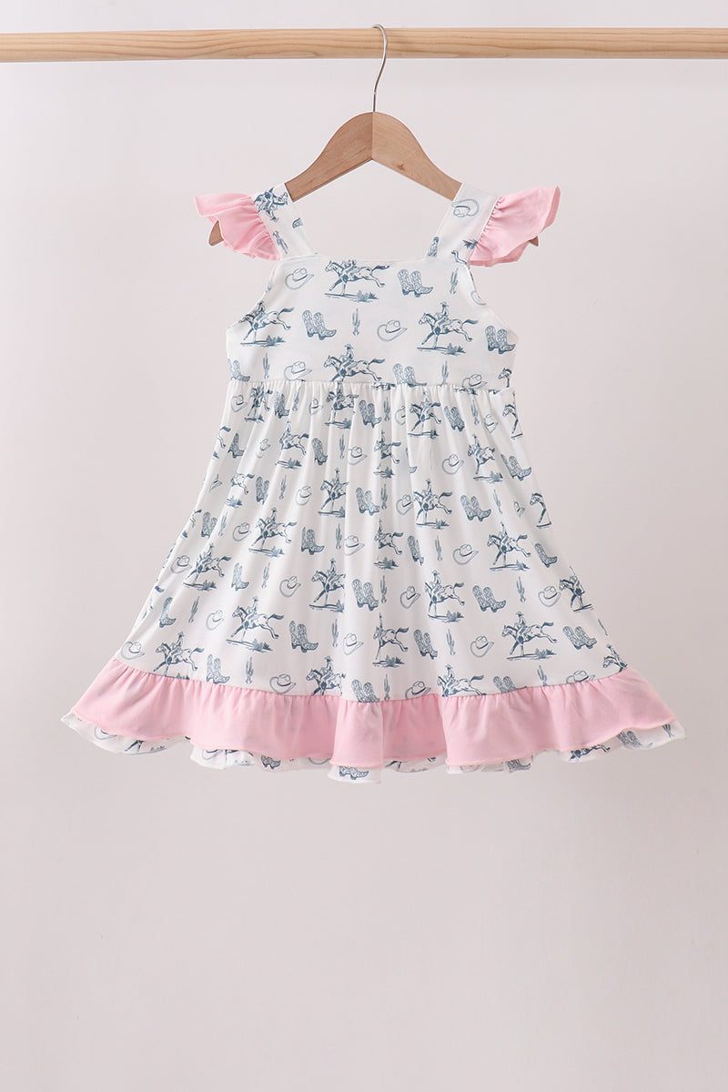 Pink Cowboy Ruffle Dress