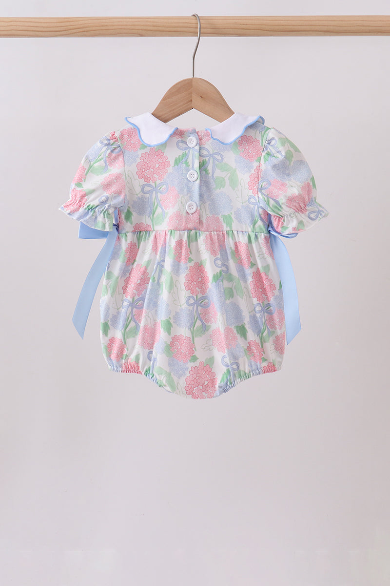 Blue Hydrangea Smocked Pearl Bubble