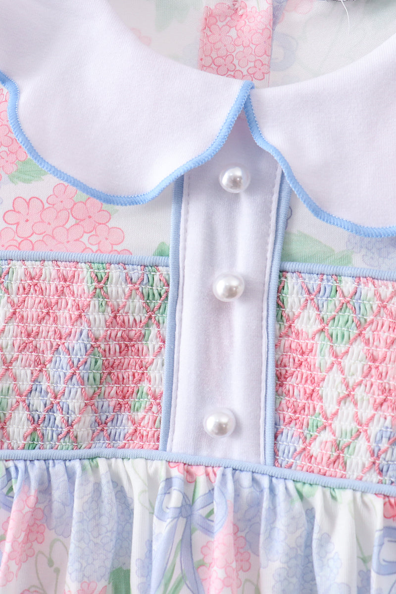 Blue Hydrangea Smocked Pearl Set