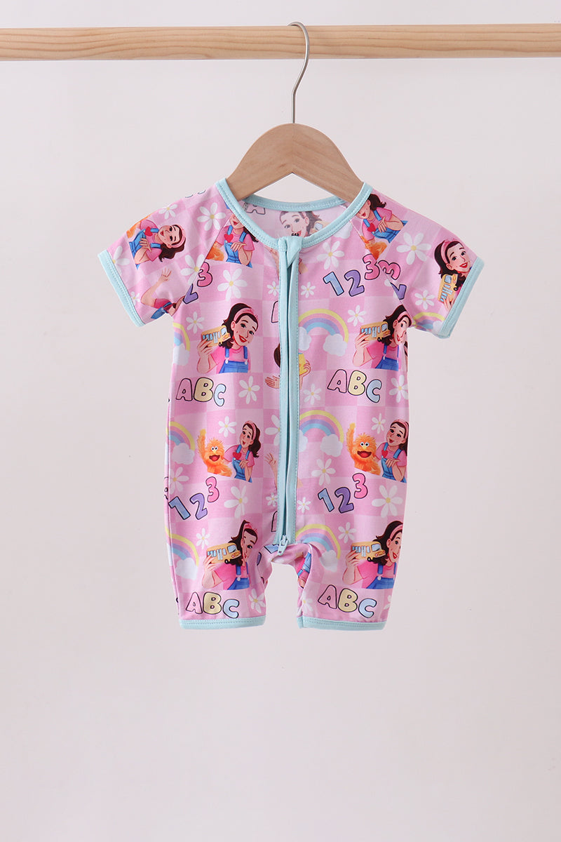 Pink Character Bamboo Romper