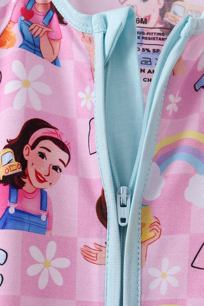 Pink Character Bamboo Romper