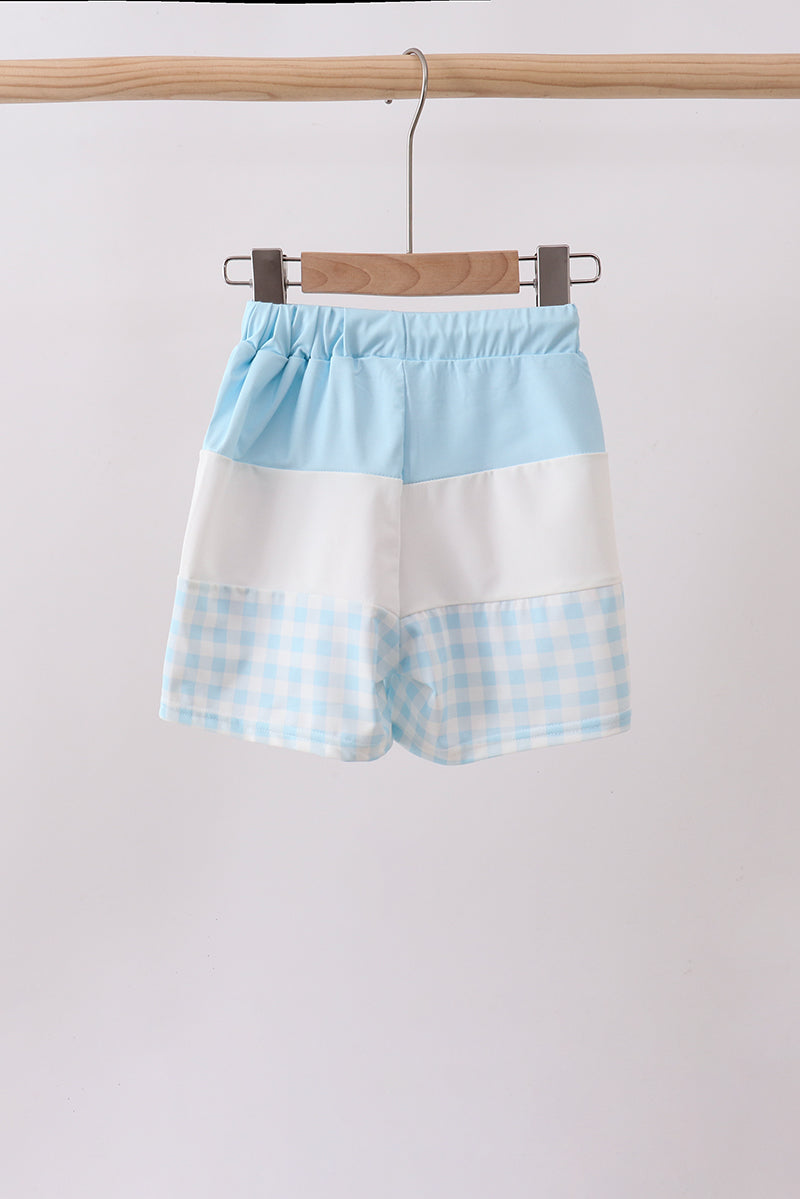 Blue Plaid UPF Swim Trunks