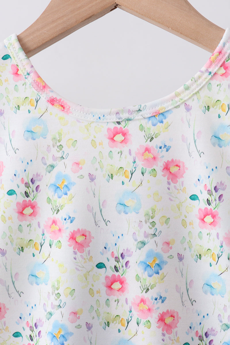 Blue Floral Ruffle Set