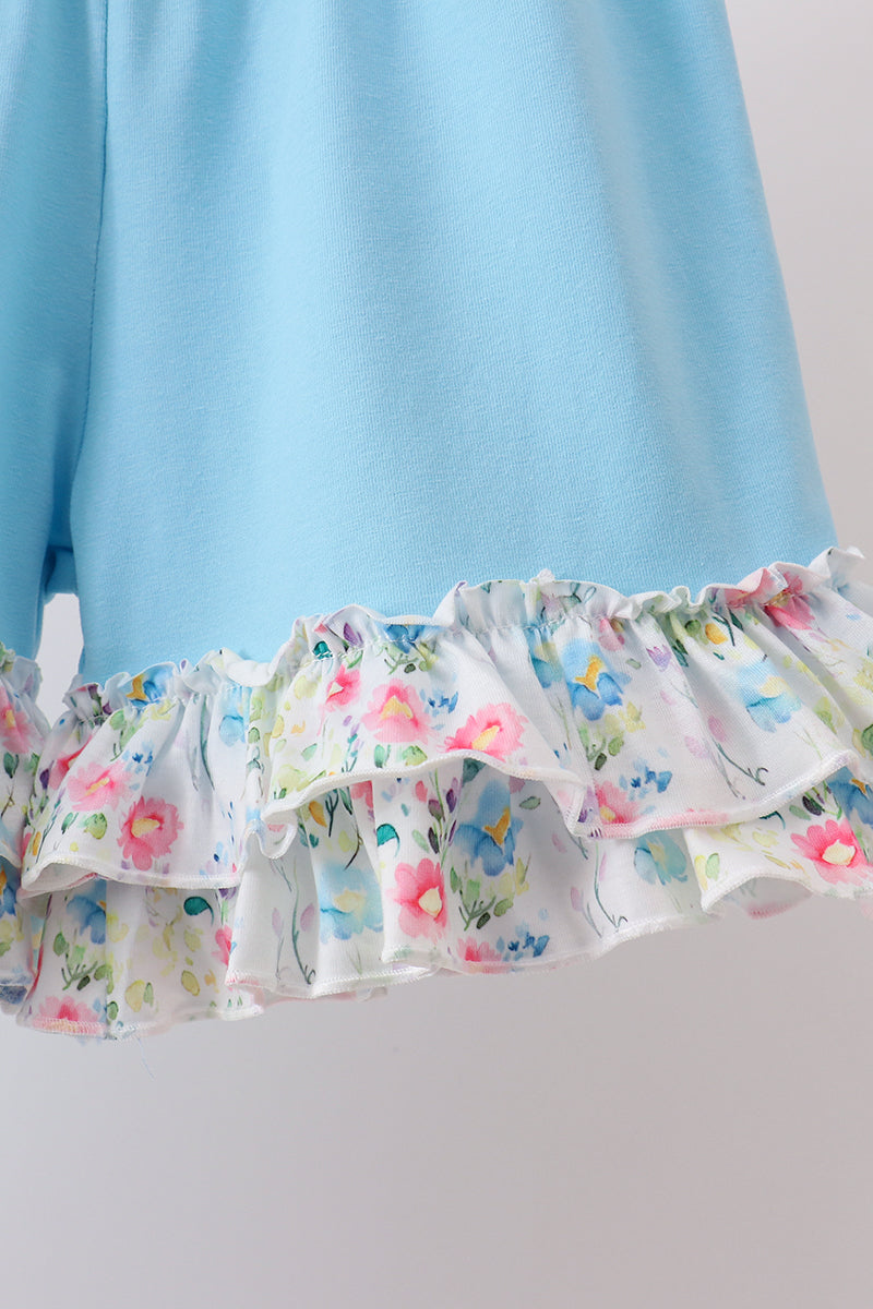 Blue Floral Ruffle Set