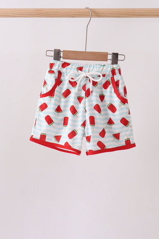 Red Watermelon UPF Swim Trunks