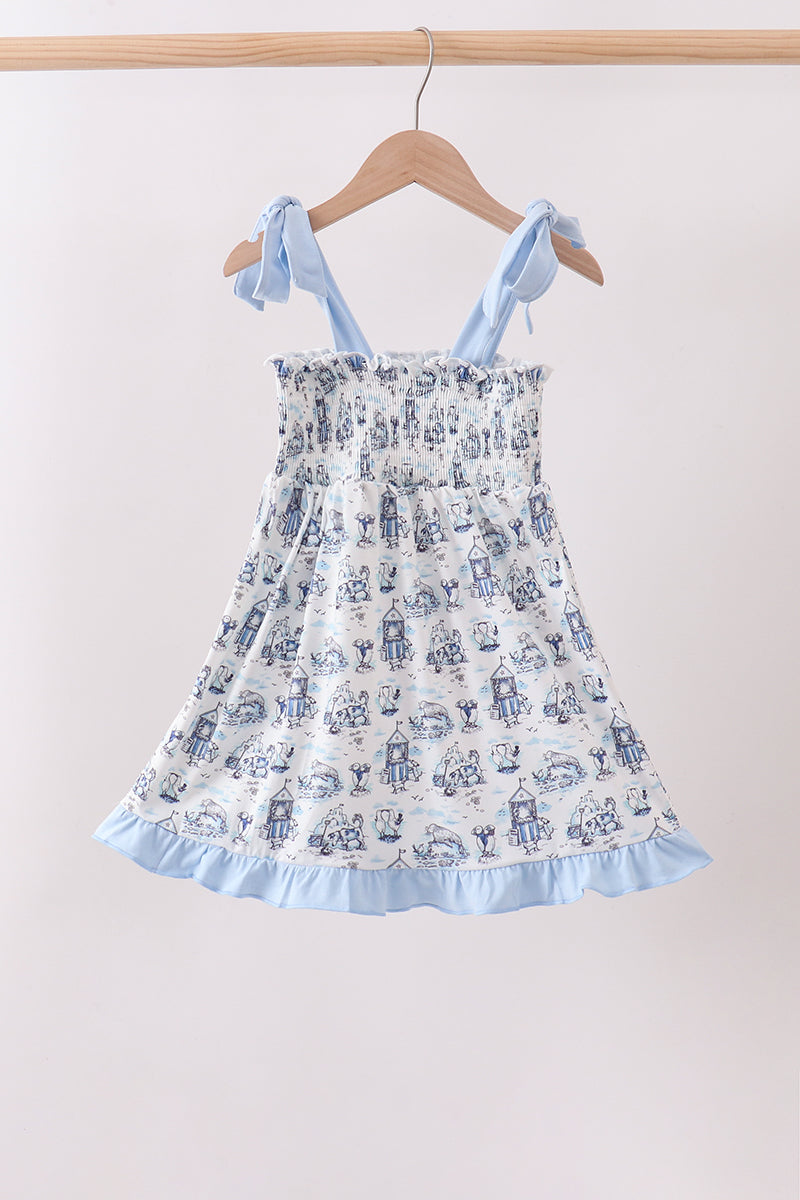 Blue Beach Smocked Dress