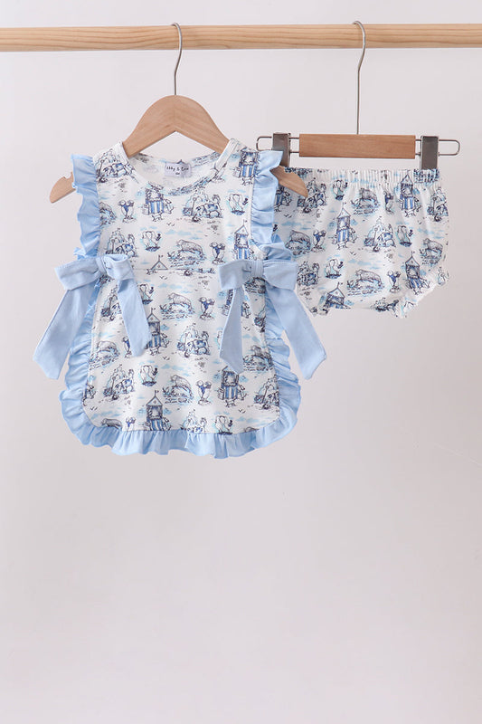 Blue Beach Bloomer Set