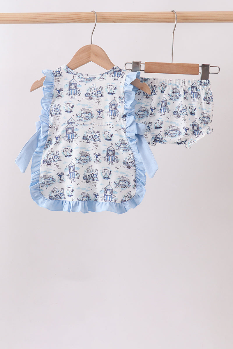 Blue Beach Bloomer Set