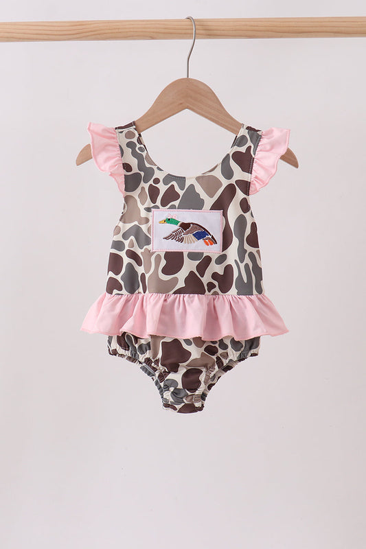 Camo Mallard Embroidered UPF Swim One-Piece