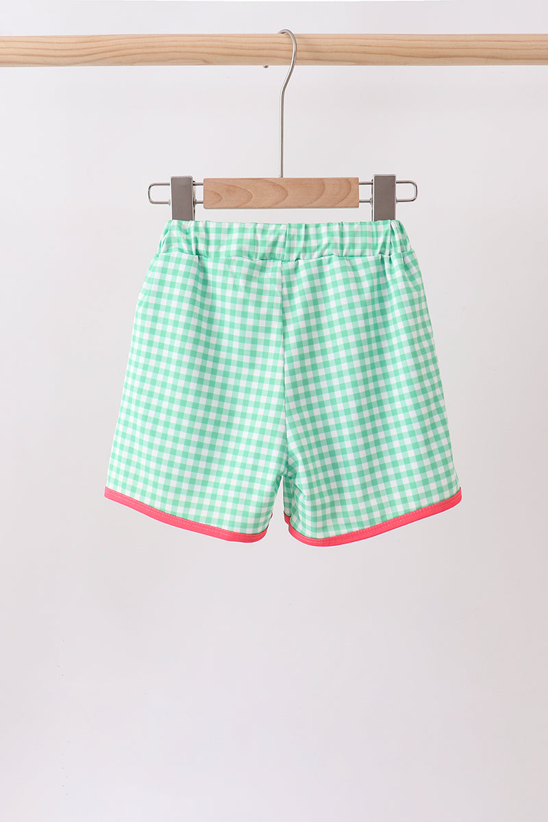 Red Watermelon Embroidered UPF Swim Trunks