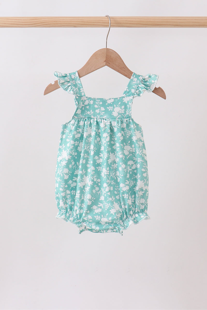 Sage Floral Smocked Bubble