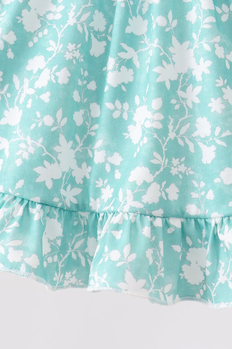 Sage Floral Smocked Bloomer Set