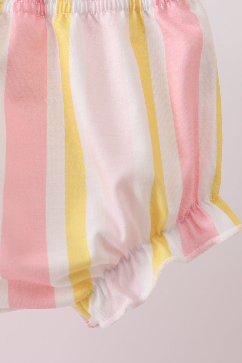You're my sunshine Embroidered Bow Stripe Bloomer Set