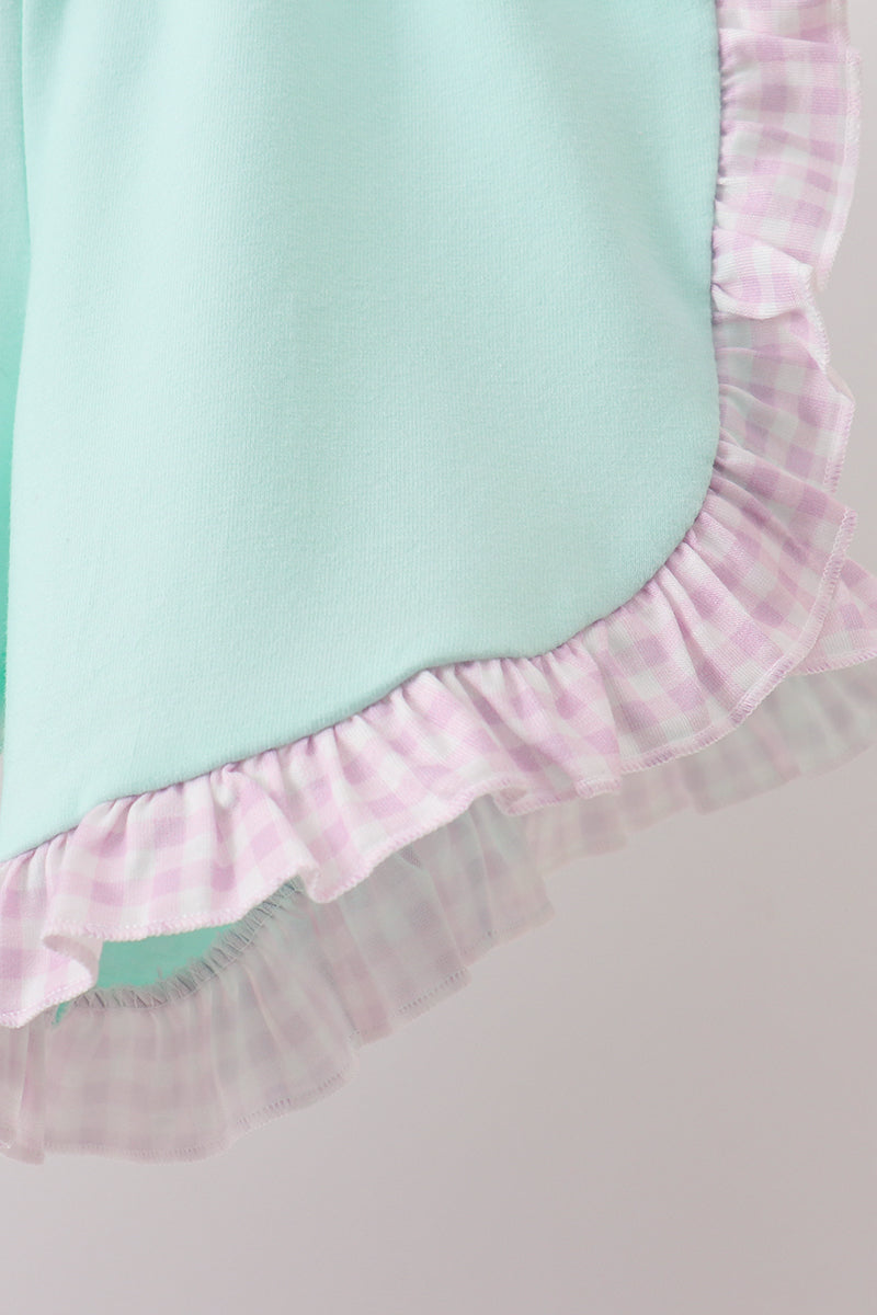 Purple Ice Cream Plaid Embroidered Set