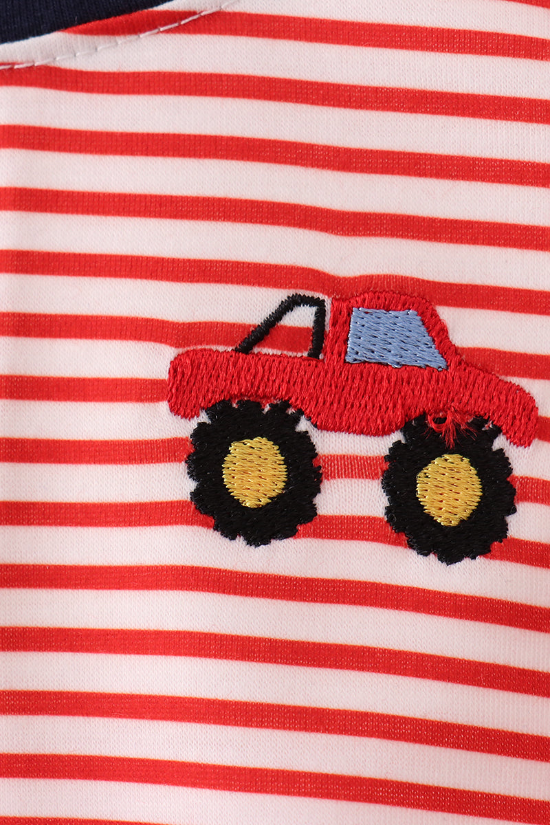 Red Stripe Car Embroidered Bubble