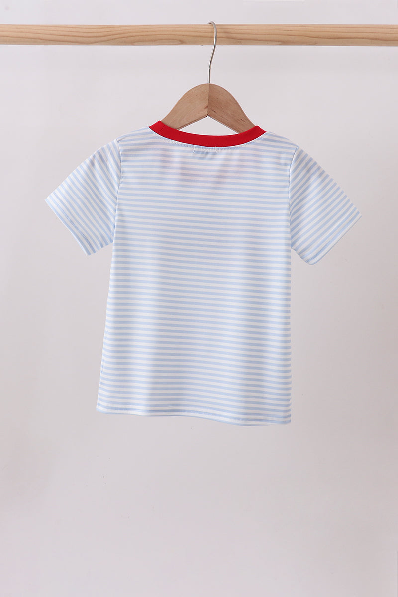 Blue Apple Bus Embroidered Top