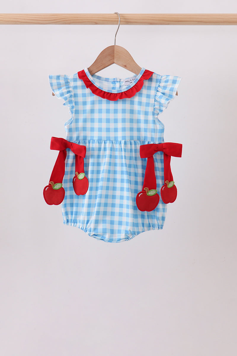 Blue Apple Appliqué Gingham Bubble