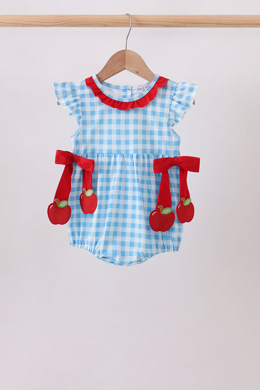Blue Apple Appliqué Gingham Bubble