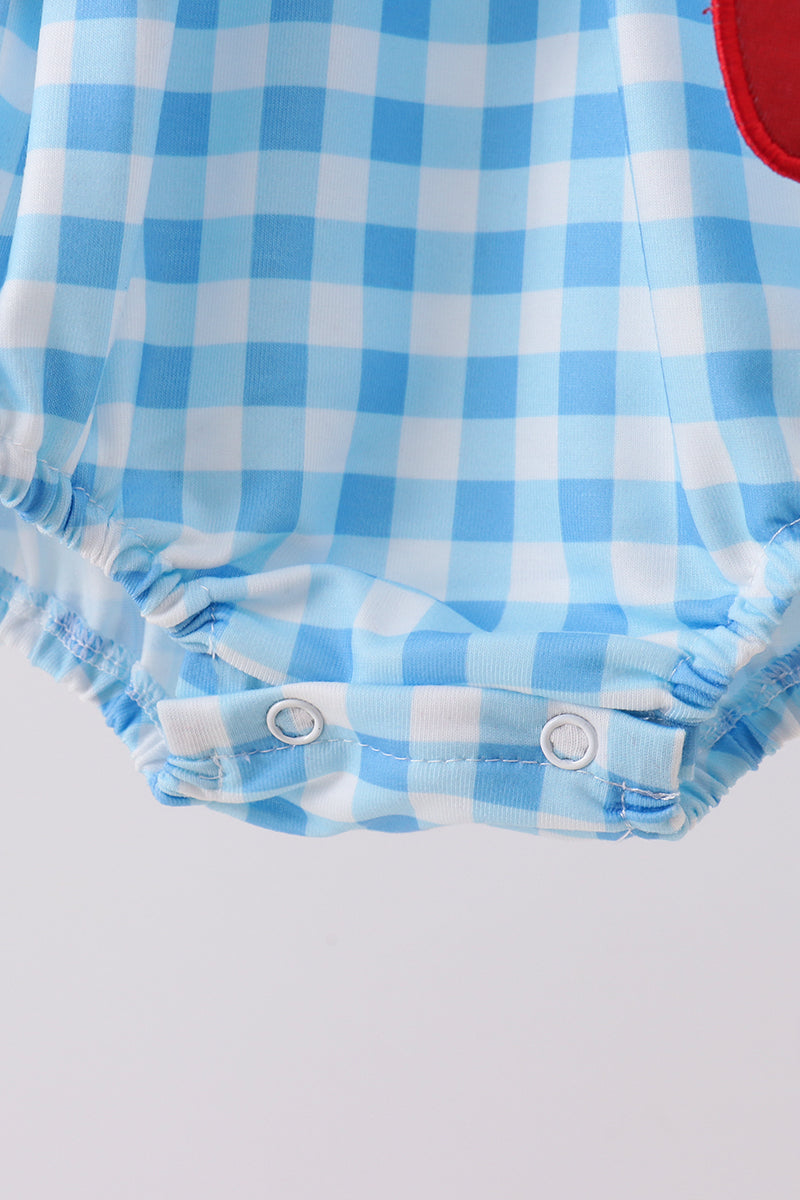 Blue Apple Appliqué Gingham Bubble