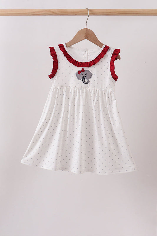 Maroon Alabama Elephant Applique Dress