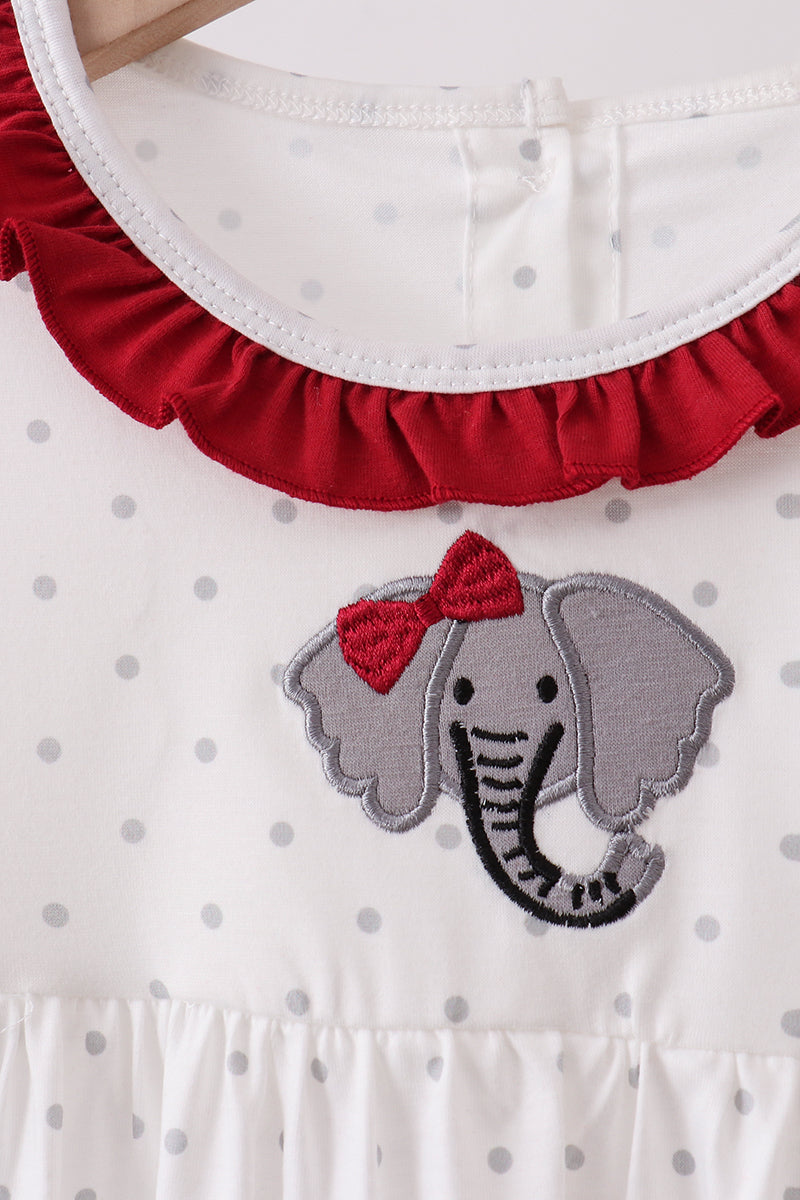 Maroon Alabama Elephant Applique Dress