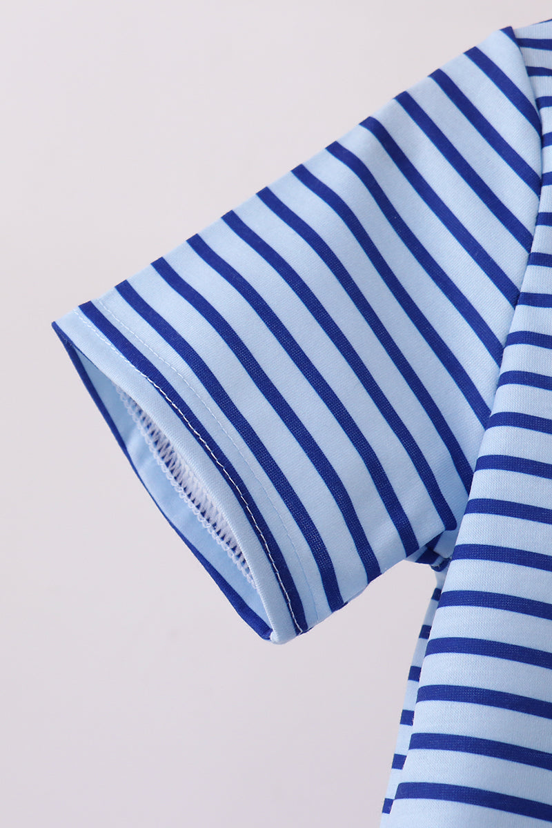 Blue Stripe Schoolhouse Appliqué Set