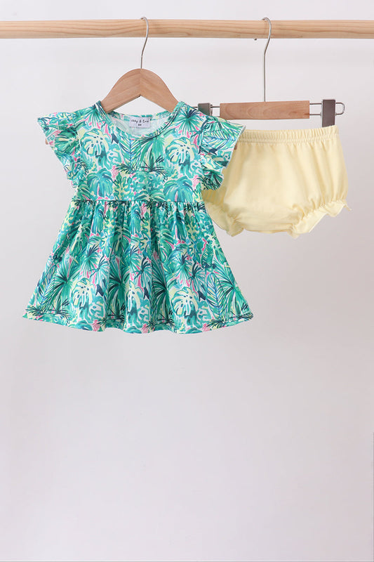 Green Lily Floral Bloomer Set