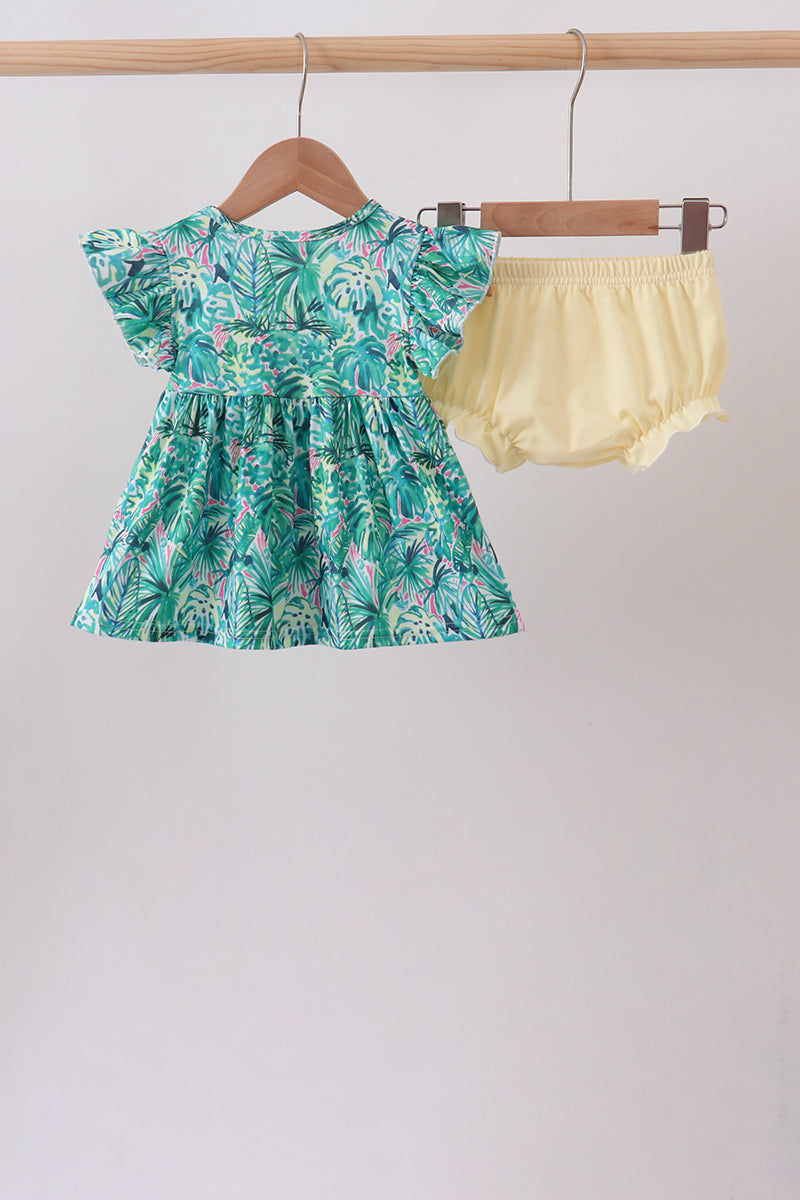 Green Lily Floral Bloomer Set