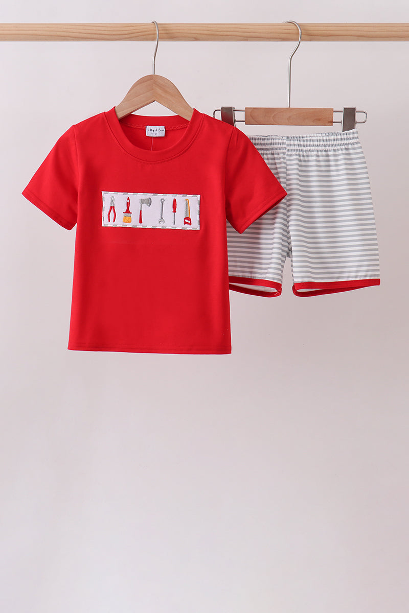 Red Toolbox Embroidery stripe Set