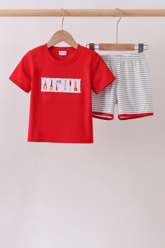 Red Toolbox Embroidery stripe Set