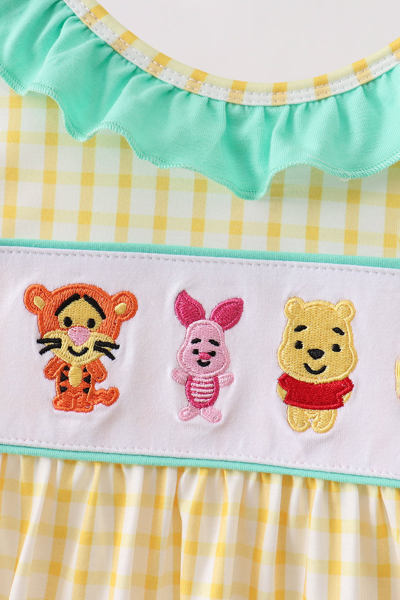 Mustard Honey Bear Embroidered Dress