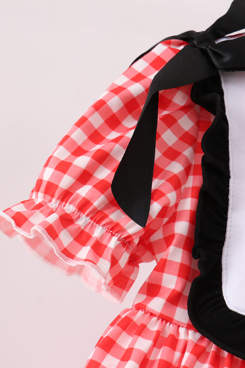 Red Character Plaid Embroidered Bloomer Set