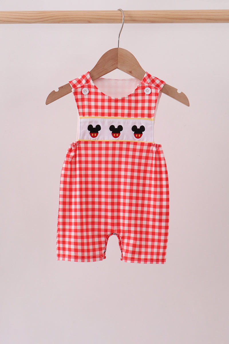 Red Character Plaid Embroidered Jon Jon